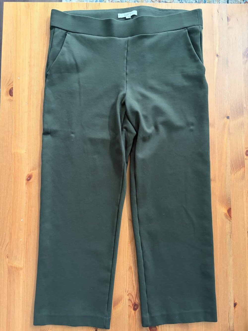 LOFT Olive Ponte Straight Leg Pants - XL